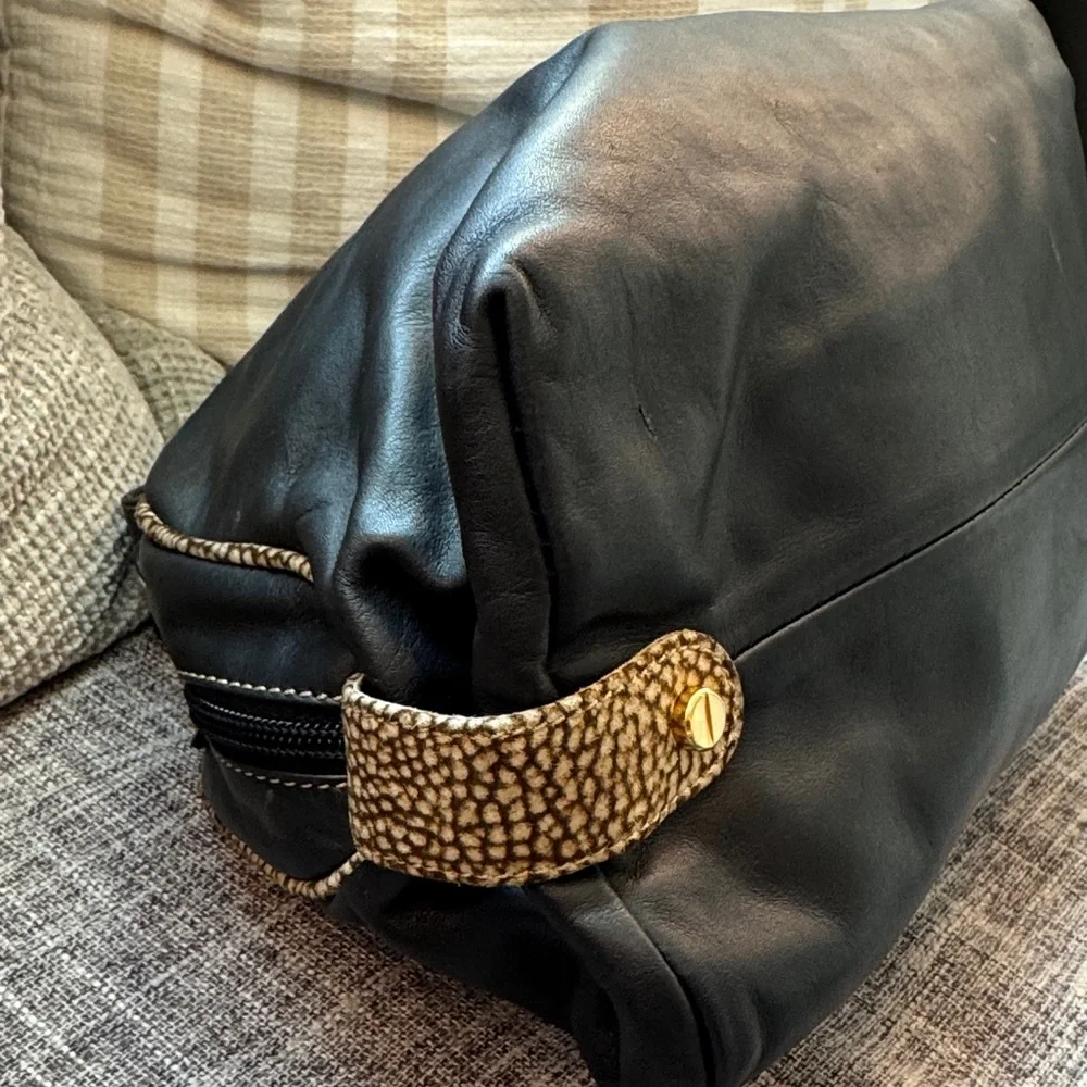 Borbonese Rare Black Leather Dome Handbag